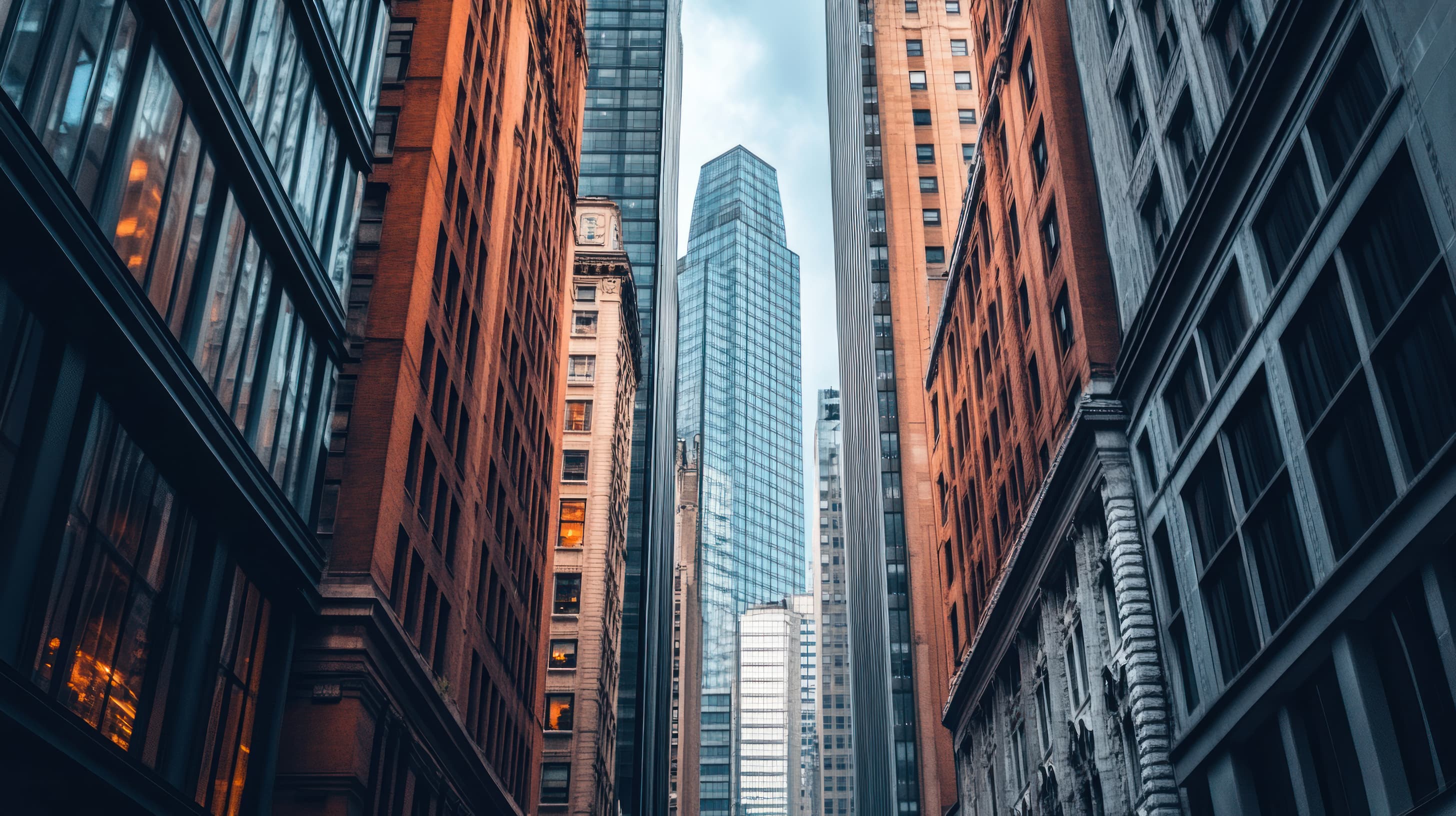 City towers from below